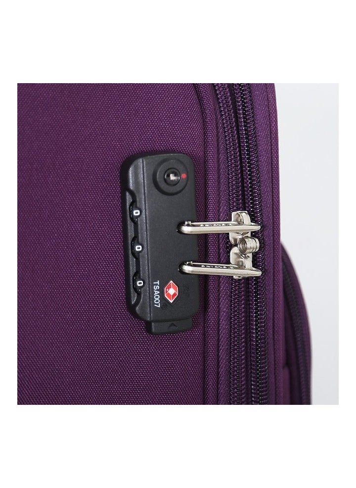 GIORDANO Softside Luggage Trolley Bag 3 Pieces Set With Double Spinner Wheel ,Purple (S-20inch,M-24inch,L-28inch)  - Image 5