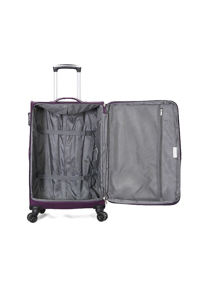 GIORDANO Softside Luggage Trolley Bag 3 Pieces Set With Double Spinner Wheel ,Purple (S-20inch,M-24inch,L-28inch)  - Image 4