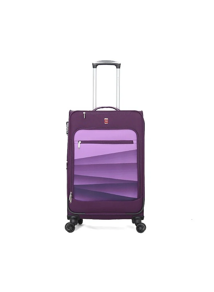 GIORDANO Softside Luggage Trolley Bag 3 Pieces Set With Double Spinner Wheel ,Purple (S-20inch,M-24inch,L-28inch)