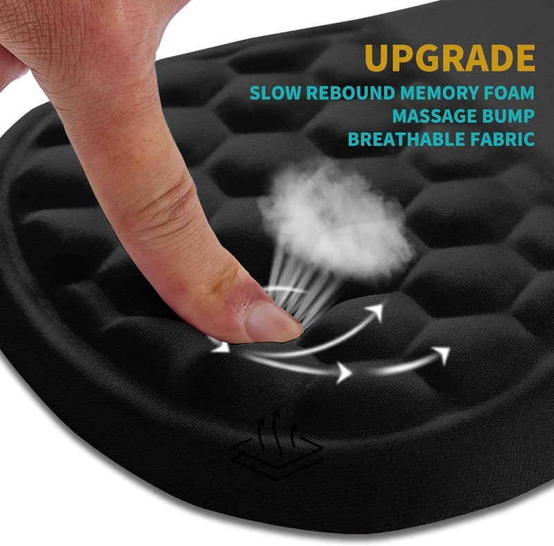 Tarkan Ergonomic Mouse Pad, Memory Foam Wrist Rest Pain Relief Mousepad with Non-Slip PU Base (Hexa | Black) - Image 3