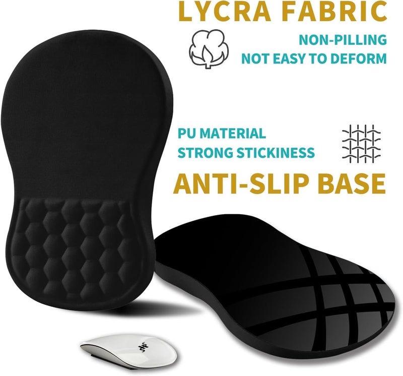 Tarkan Ergonomic Mouse Pad, Memory Foam Wrist Rest Pain Relief Mousepad with Non-Slip PU Base (Hexa | Black) - Image 4