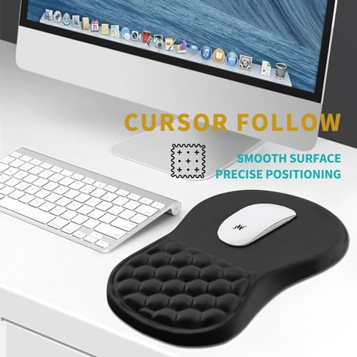 Tarkan Ergonomic Mouse Pad, Memory Foam Wrist Rest Pain Relief Mousepad with Non-Slip PU Base (Hexa | Black) - Image 5