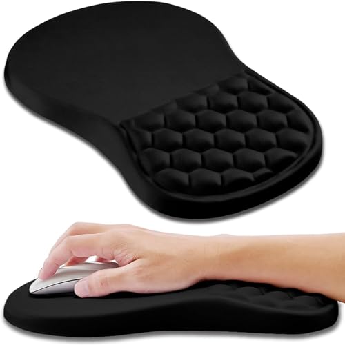 Tarkan Ergonomic Mouse Pad, Memory Foam Wrist Rest Pain Relief Mousepad with Non-Slip PU Base (Hexa | Black) - Image 1