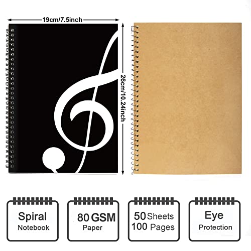 MAXCURY Blank Sheet Music Composition Manuscript Staff Paper Art Music Notebook Black 100 Pages 26x19cm (Black) - Image 2