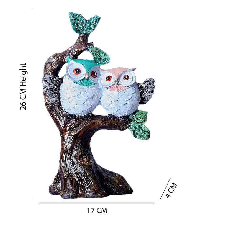 DEQUERA DEQUERA Handcrafted Owl Couple on Tree Showpiece Bird Statue for Home Dcor Living Room Bedroom Table Top Antique Garden Decoration Items 26 X 17 cm Multicolour - Image 2