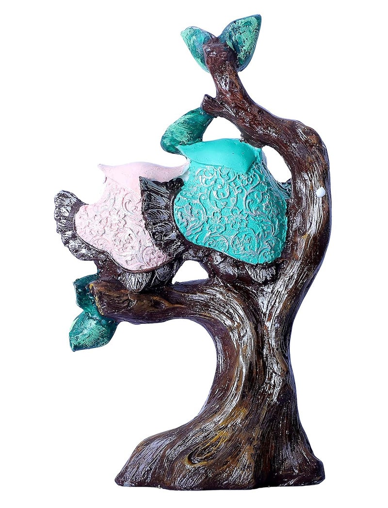 DEQUERA DEQUERA Handcrafted Owl Couple on Tree Showpiece Bird Statue for Home Dcor Living Room Bedroom Table Top Antique Garden Decoration Items 26 X 17 cm Multicolour - Image 5