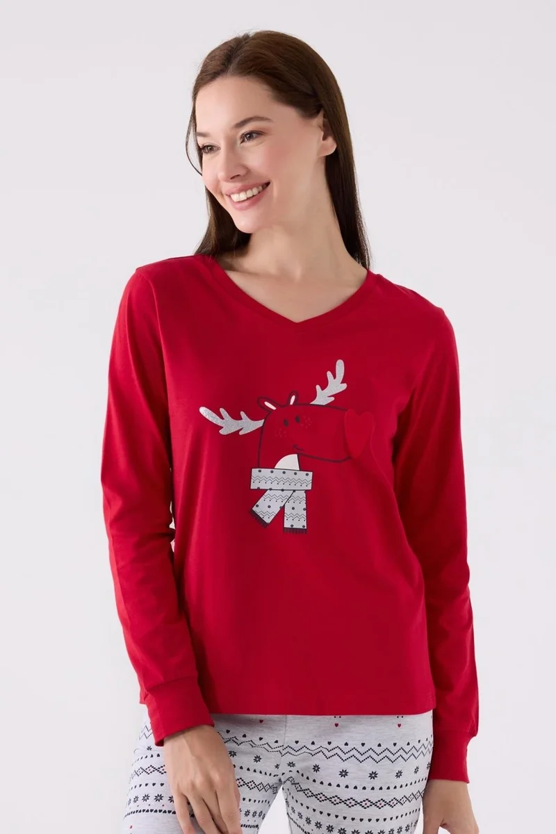 Arnetta Deer Illustrated Mother and Daughter Pajama Set, (Price Separately)