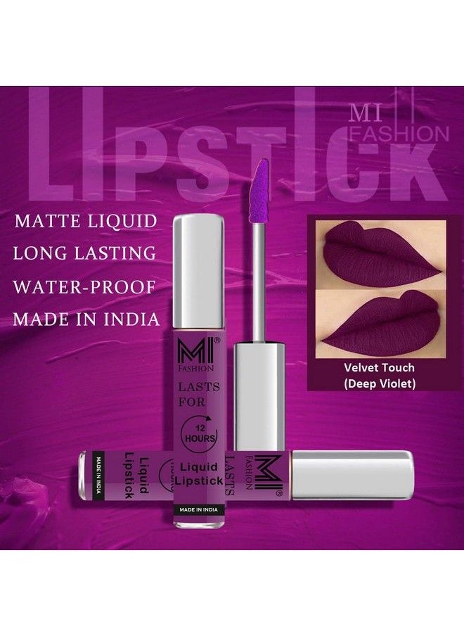 MI FASHION Made In India Matte Liquid Lipsticks Long Lasting Smudge Proof Vegan 3Ml Each Deep Violet Liquid Lipstick Coast Brown Liquid Lipstick  - Image 4