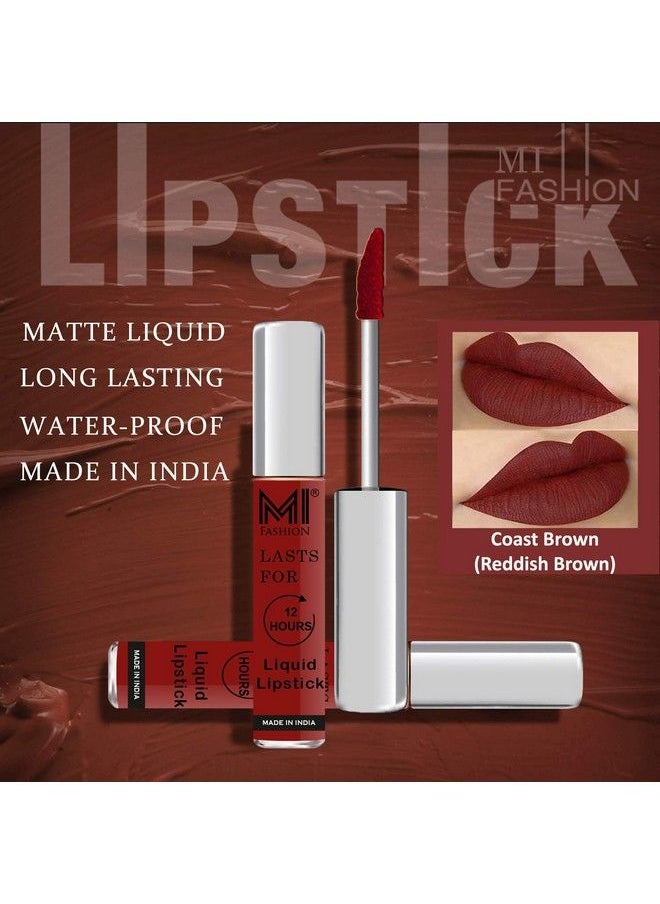 MI FASHION Made In India Matte Liquid Lipsticks Long Lasting Smudge Proof Vegan 3Ml Each Deep Violet Liquid Lipstick Coast Brown Liquid Lipstick  - Image 5