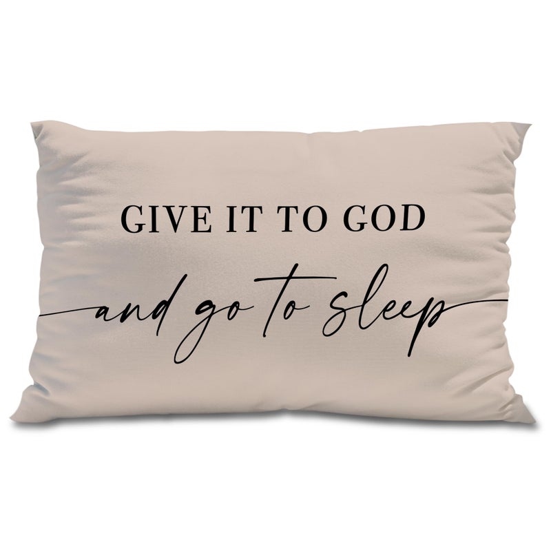 Knibeo Give It to God and Go to Sleep  Decorative Pillows Cover for Bed  Throw Pillows Cover for Bed 12x20 Inch Pillow Case Decorative Bed Pillows Cover for Bedroom Room (12x20  Tawny) - Image 1