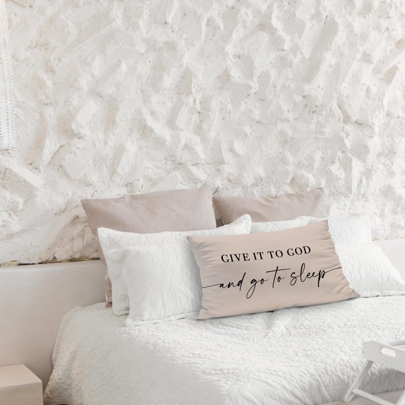 Knibeo Give It to God and Go to Sleep  Decorative Pillows Cover for Bed  Throw Pillows Cover for Bed 12x20 Inch Pillow Case Decorative Bed Pillows Cover for Bedroom Room (12x20  Tawny) - Image 3