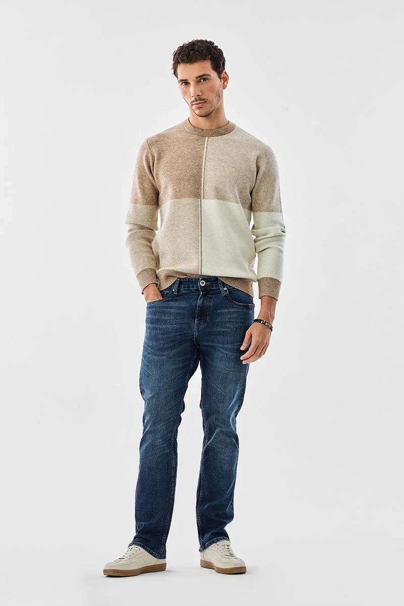 سنيتش Blue Solid Straight Fit Casual Jeans