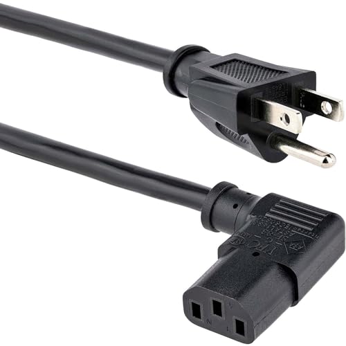StarTech.com 10ft (3m) Computer Power Cord, 18AWG, NEMA 5-15P to Right Angle C13, 10A 125V, Replacement AC Power Cord, PC Power Supply Cable, Printer / Monitor Power Cord - UL Listed (PXT101L10) - Image 1