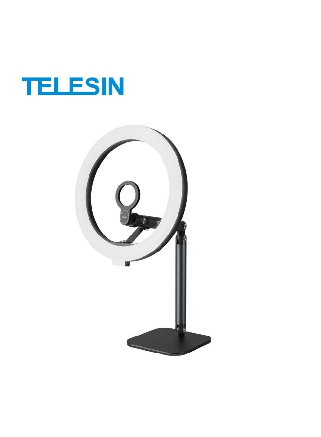 TELESIN 10-Inch Magnetic LED Selfie Ring Light with Phone Mount – Dimmable Fill Light with 1/4" Tripod Interface for YouTube, TikTok, Live Streaming & Overhead Shooting - Image 4