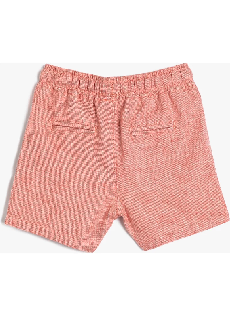 كوتون Linen Shorts with Tie Waist and Pocket