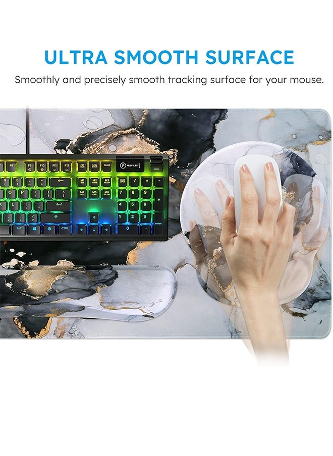 Bukela - Mouse pad, Gaming Mouse Pad Wrist Support Set,4in1 Desk Mat+ Keyboard Wrist Rest+Mouse Wrist Rest+Coaster Set with Ergonomic Design for Home Office Table Computer - Image 1