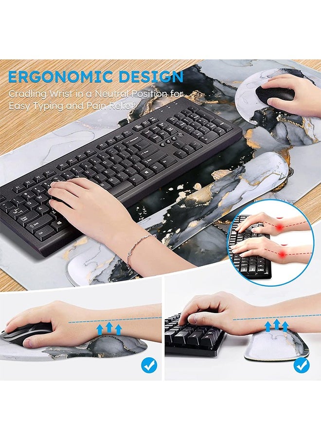 Bukela - Mouse pad, Gaming Mouse Pad Wrist Support Set,4in1 Desk Mat+ Keyboard Wrist Rest+Mouse Wrist Rest+Coaster Set with Ergonomic Design for Home Office Table Computer - Image 1