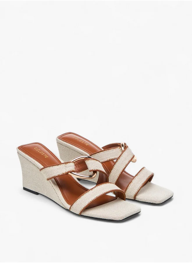 Celeste Women's Textured Slip-On Sandal with Wedge Heel