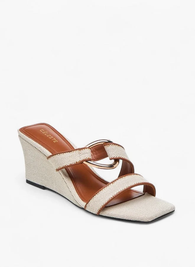 سيليست صندل نسائي سهل الارتداء بكعب ويدج مزخرف