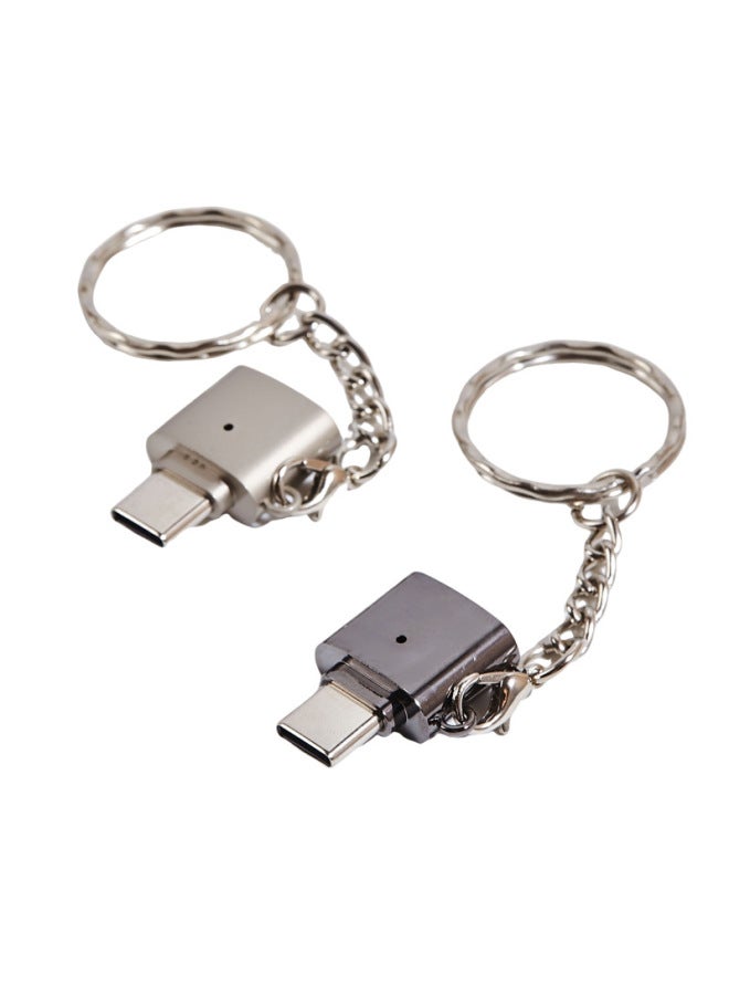Typec Mobile Phone Card Reader For Apple Mobile Phone Computer Converter External Expansion TF Memory Card Adapter-Color:Silver Type-c [without Hat-with Chain] - Image 1