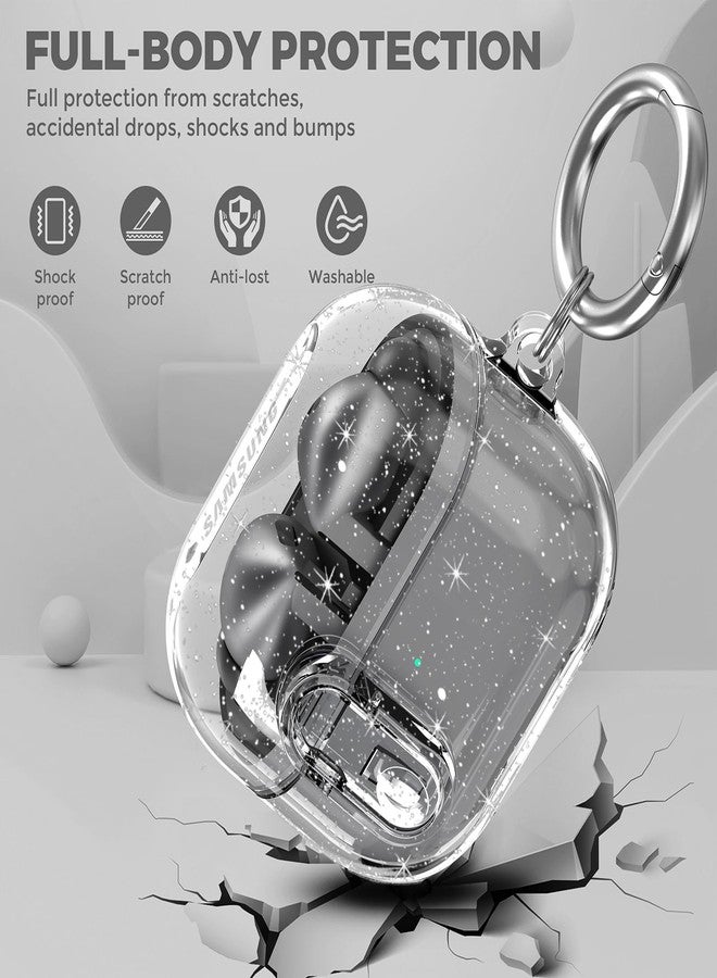 OTOPO Compatible with Samsung Galaxy Bud 3 Pro Case/Buds3/Buds 3 FE Case Clear Lock Clip with Cleaner Kit, Transparent TPU Galaxy Buds Pro 3 Protective Cover Men Women with Carabiner, Glitter Clear - Image 3