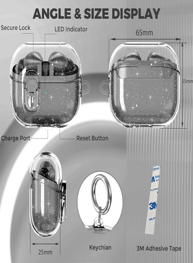 OTOPO Compatible with Samsung Galaxy Bud 3 Pro Case/Buds3/Buds 3 FE Case Clear Lock Clip with Cleaner Kit, Transparent TPU Galaxy Buds Pro 3 Protective Cover Men Women with Carabiner, Glitter Clear - Image 5
