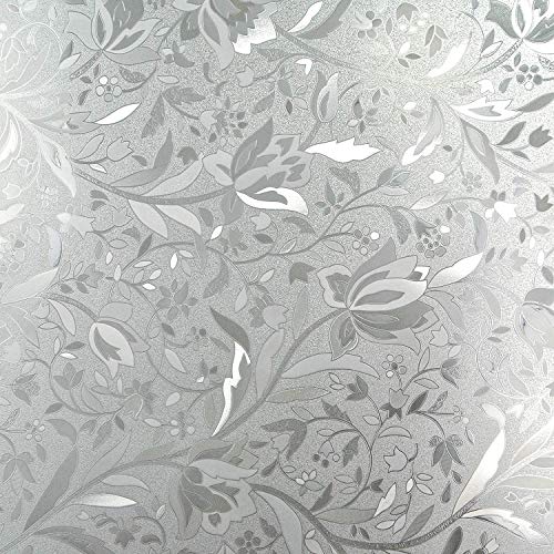 Elton 3D Window Films Privacy Film Self Adhesive Decorative Film for Bathroom Door Window Heat Control Anti UV (Lotus Flower) 16 x 144 inches - Image 1