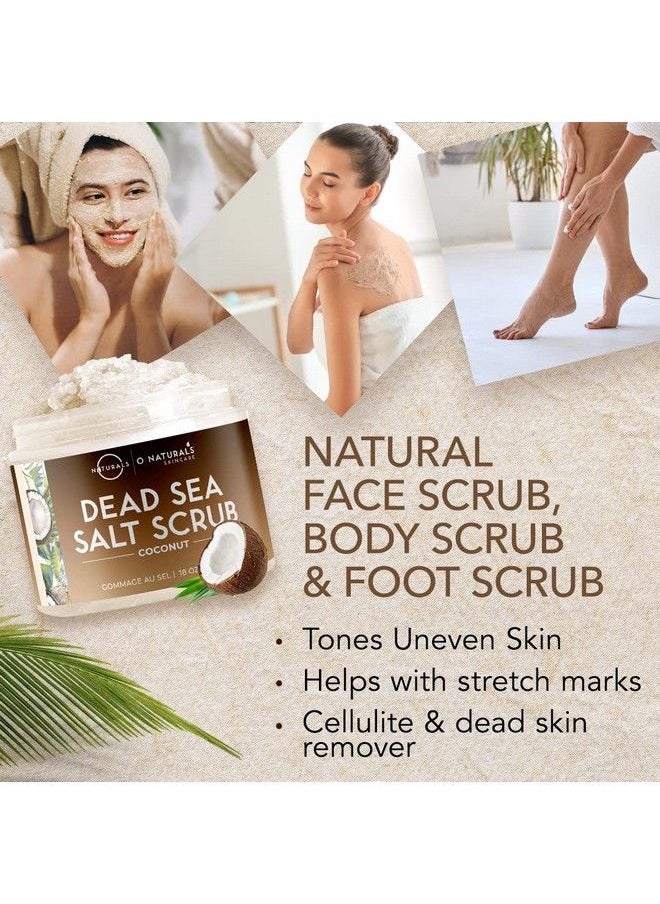 O Naturals Exfoliating Coconut Oil Dead Sea Salt Deepcleansing Face & Body Scrub. Anticellulite Tones Helps Oily Skin Acne Ingrown Hairs & Dead Skin Remover. Essential Oils Sweet Almond 18Oz  - Image 3