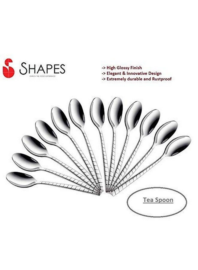 SHAPES Zack Premium Stainless Steel Tea Spoon Set of 12 Pieces | Tea Spoon, Spoon, Rust-Resistant, Dishwasher Safe, Elegant Design - Image 2