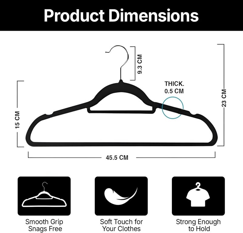 MOONCEE 50 PCs Premium Velvet Hangers - Non-Slip & Durable Clothes Hangers - 360° Swivel Hook Heavy Duty Coat Hangers, Space Saving Suits, Pants Hangers for Closet, Garment Shops, Hotels - Image 4