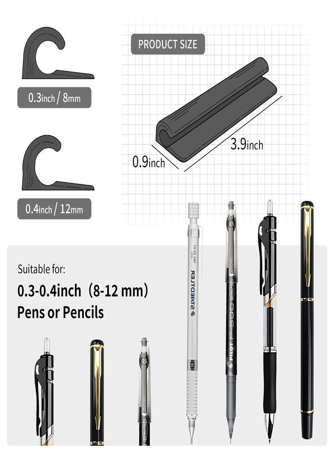 ELETIUO Pencil Holder For Most Pens,Pencils,Self-Adhesive Stick To Notebooks,Diary,Desks,Whiteboards Or Any Surface,Silicone Pen Holder For Home,Office And Desk Organization,Black - Image 2