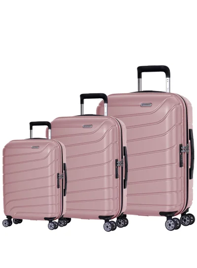 eminent Voyager Hard Side Travel Bags Trolley Luggage Set of 3 Makrolon Lightweight with 4 Quiet Double Spinner Wheels Suitcase with TSA Lock KH91 Pink
