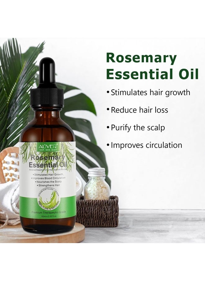 NIFEISHI - Rosemary Essential Oil for Hair Growth, 100% Pure Organic Rosemary Oil for Eyebrow and Eyelash, Nourishes The Scalp, Improves Blood Circulation,Rid of Itchy & Dry Scalp, Hair Care Oil 60ml - Image 1