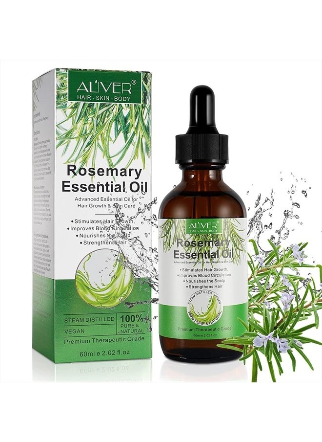 NIFEISHI - Rosemary Essential Oil for Hair Growth, 100% Pure Organic Rosemary Oil for Eyebrow and Eyelash, Nourishes The Scalp, Improves Blood Circulation,Rid of Itchy & Dry Scalp, Hair Care Oil 60ml - Image 1