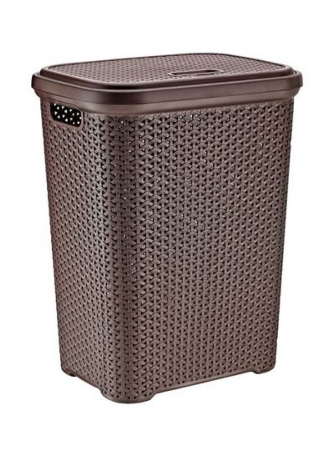 Rattan Design Laundry Hamper Basket Chocolate 35L