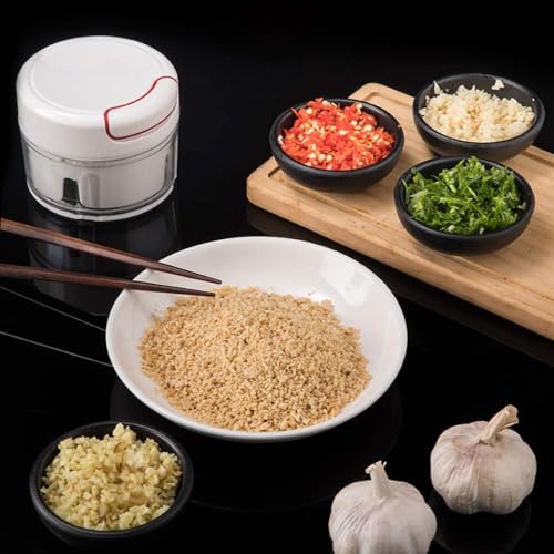 Mockery Mini Chopper Compact Manual Food Chopper - Hand Pull String Mincer and Slicer for Garlic, Onions, Veggies, Fruits, and Nuts (1Piece,White) - Image 2