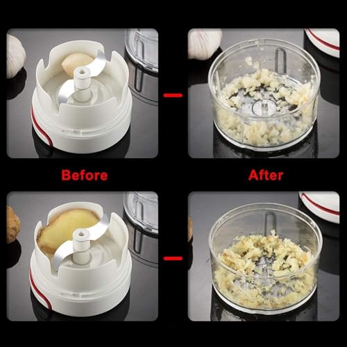 Mockery Mini Chopper Compact Manual Food Chopper - Hand Pull String Mincer and Slicer for Garlic, Onions, Veggies, Fruits, and Nuts (1Piece,White) - Image 5