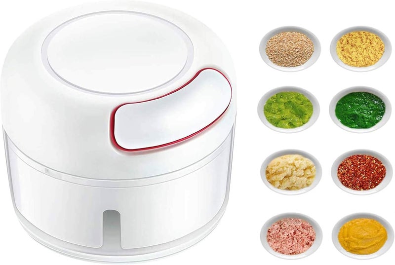 Mockery Mini Chopper Compact Manual Food Chopper - Hand Pull String Mincer and Slicer for Garlic, Onions, Veggies, Fruits, and Nuts (1Piece,White) - Image 1