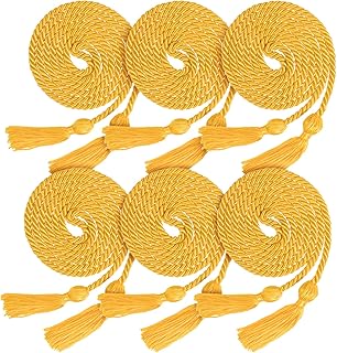 Whaline 6Pcs Graduation Honor Cords, Gold Rayon Braided Honor Cords with Tassels for Grad Days and Graduates Photography - Image 1