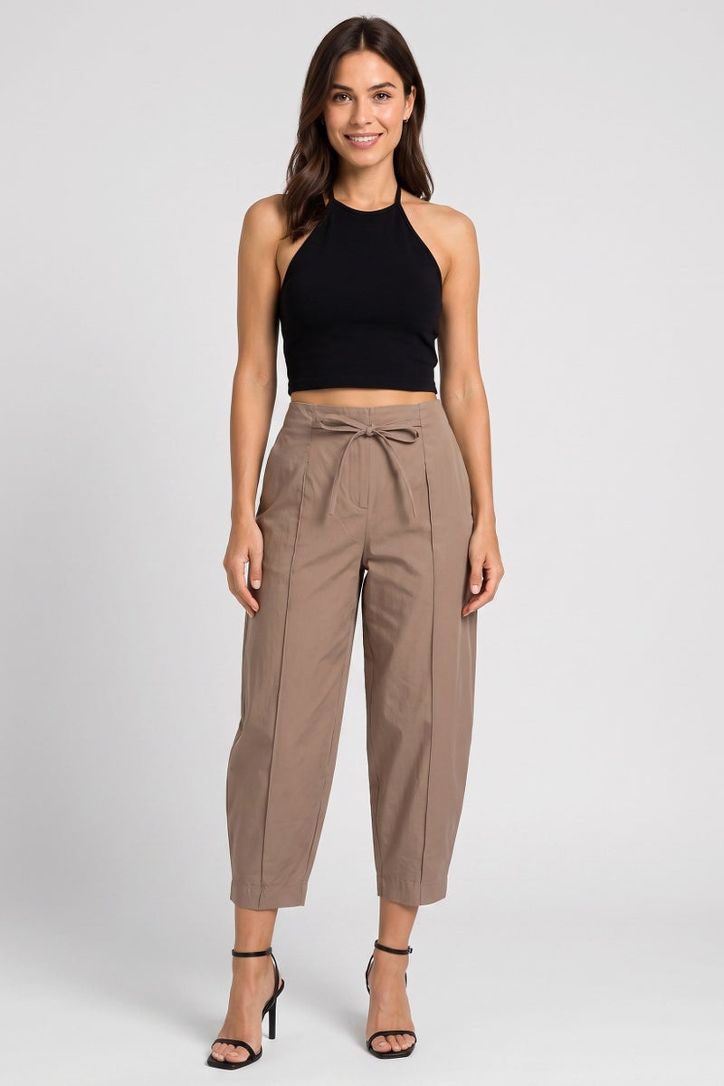 Threadbare Women Regular Fit Plain Straight Leg Pants, Dark Beige - Image 2