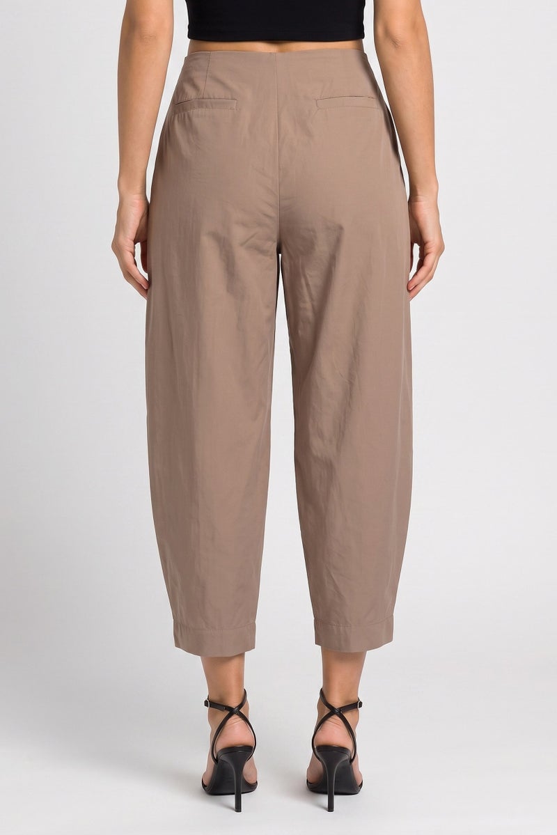 Threadbare Women Regular Fit Plain Straight Leg Pants, Dark Beige - Image 4