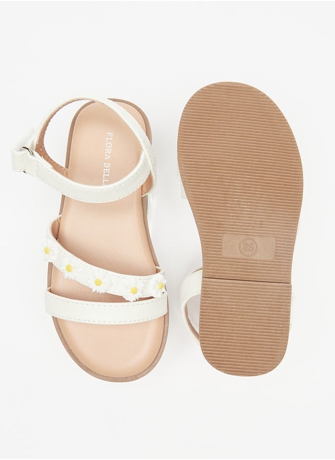 Flora Bella By Shoexpress - Girl's Floral Applique Sandals with Hook and Loop Closure - Image 1