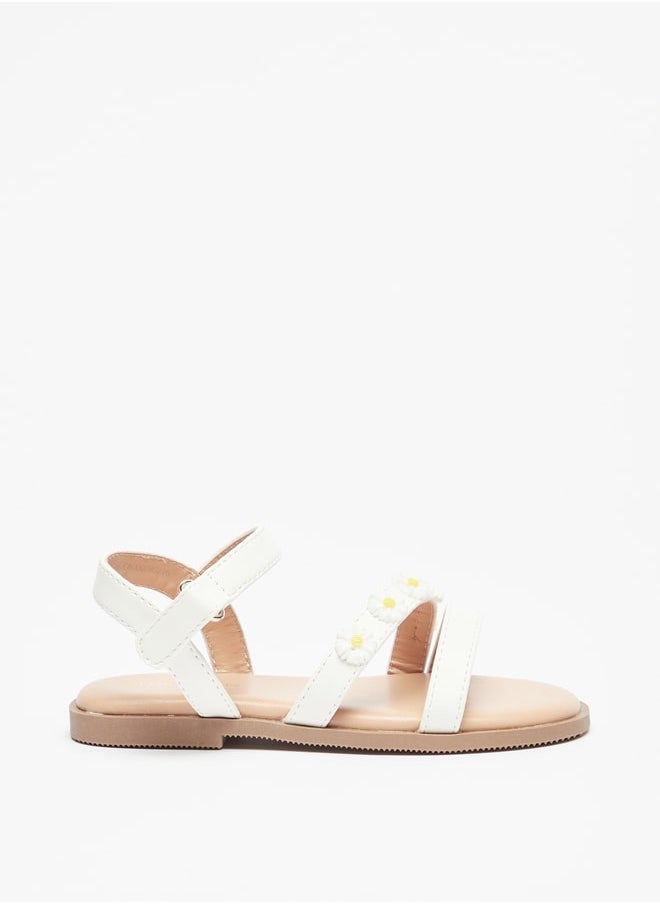 Flora Bella By Shoexpress - Girl's Floral Applique Sandals with Hook and Loop Closure - Image 1