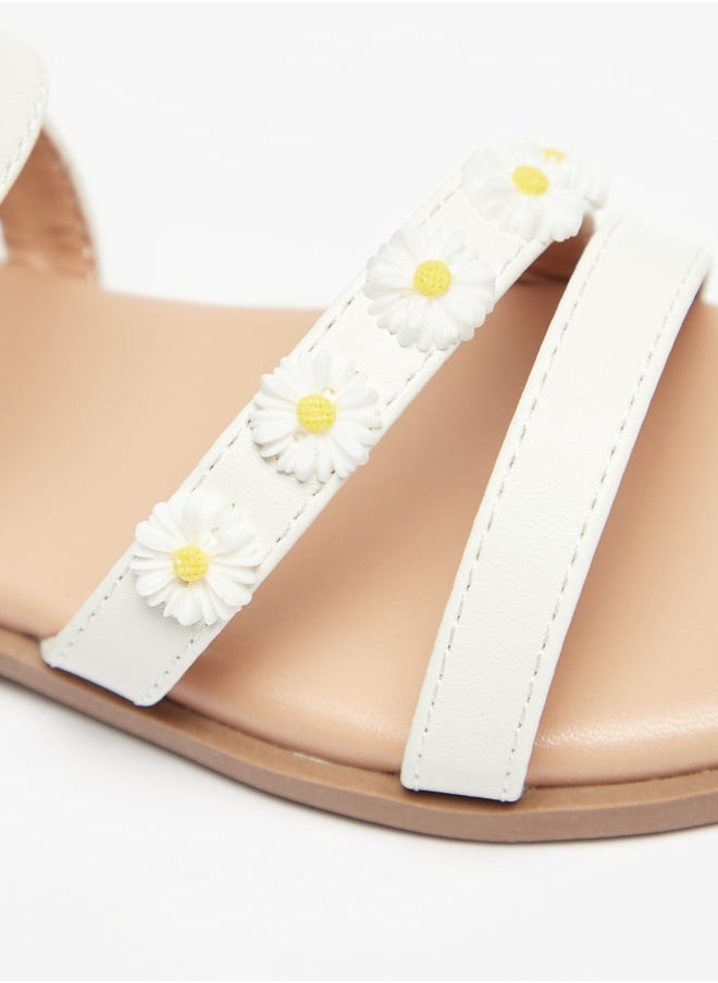 Flora Bella By Shoexpress - Girl's Floral Applique Sandals with Hook and Loop Closure - Image 1