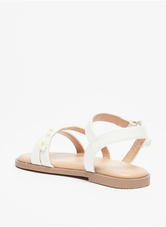 Flora Bella By Shoexpress - Girl's Floral Applique Sandals with Hook and Loop Closure - Image 1