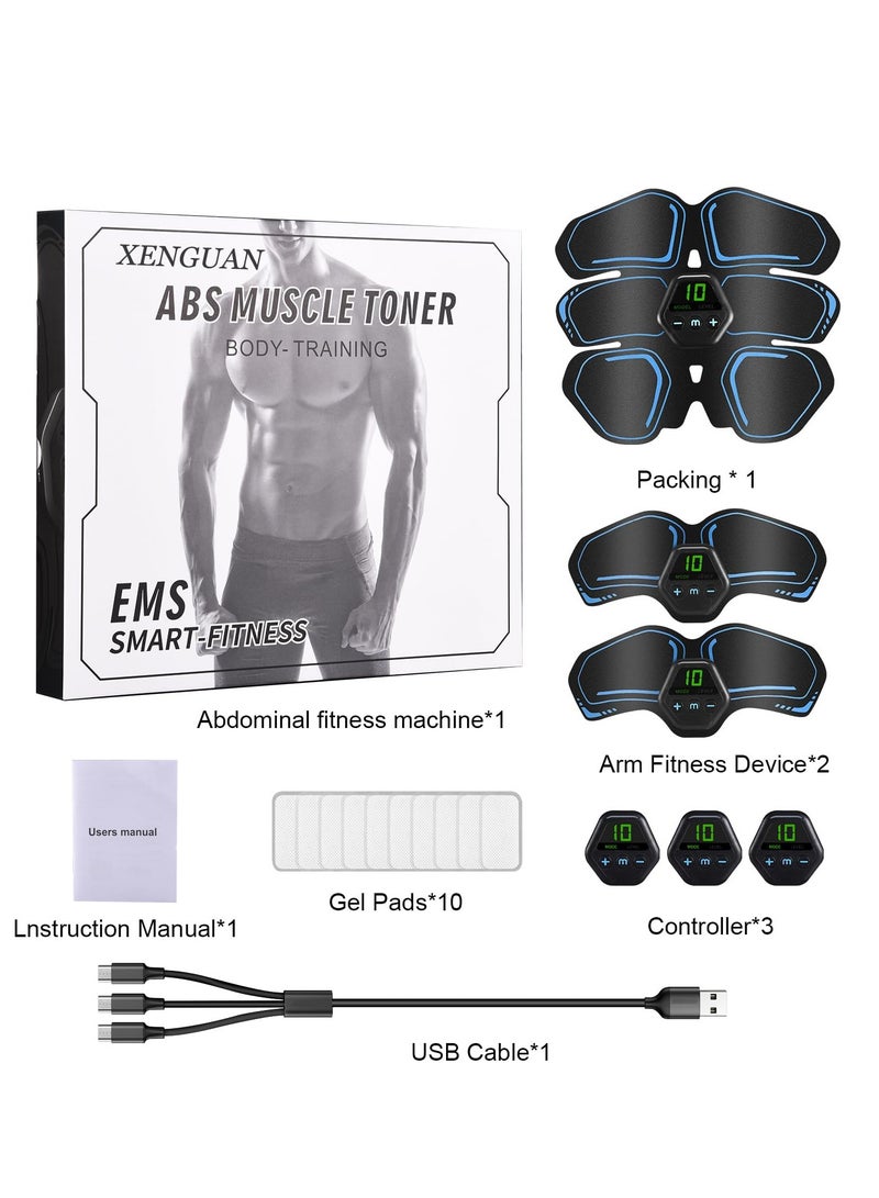 SYOSI ABS and EMS Muscle Stimulator Ab Trainer with 10 Modes 20 Levels USB Rechargeable LCD Screen Portable Muscle Trainer Abdominal Toning Belt Muscle Trainer for Abdominal Arm Leg Fitness Workouts - Image 3