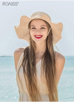 roaiss Women's Fashion Sunshade Hat Lace Hollow Woven Big Brim Beach Hat Ruffle Design Foldable Flower Woven Fisherman Hat  - Image 3