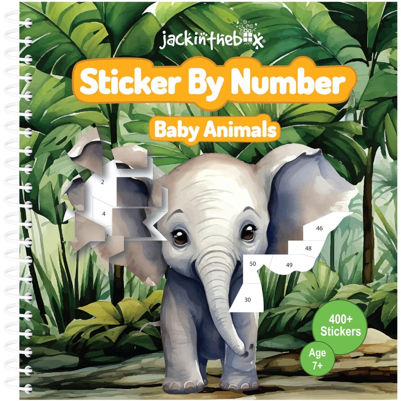 jackinthebox Sticker By Number - Baby Animals: Side-By-Side Sticker Pages & 12 Scenes  400+ Stickers For Kids + Bonus Coloring Pages  Crafts For Kids Age 7 8 9 10 - Image 1