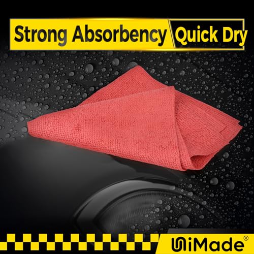 UNIMADE Shop Towels, 100 Pack Commercial Grade Work Rags Microfiber Towels for Cars Cleaning Rag Bulk Detailing Cloth for Automotive Bar Mechanic Restaurant Garage Housekeeping, 11.5"x 11.5", Red - Image 5