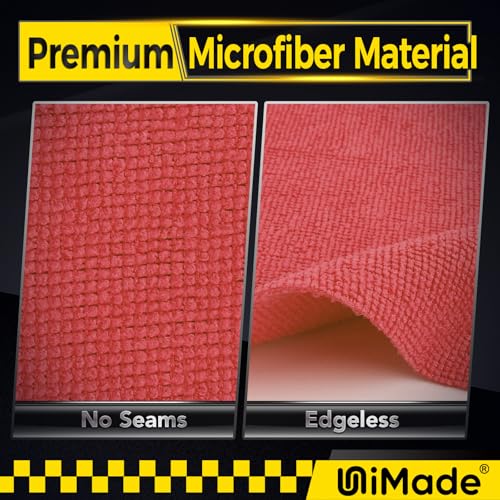UNIMADE Shop Towels, 100 Pack Commercial Grade Work Rags Microfiber Towels for Cars Cleaning Rag Bulk Detailing Cloth for Automotive Bar Mechanic Restaurant Garage Housekeeping, 11.5"x 11.5", Red - Image 2